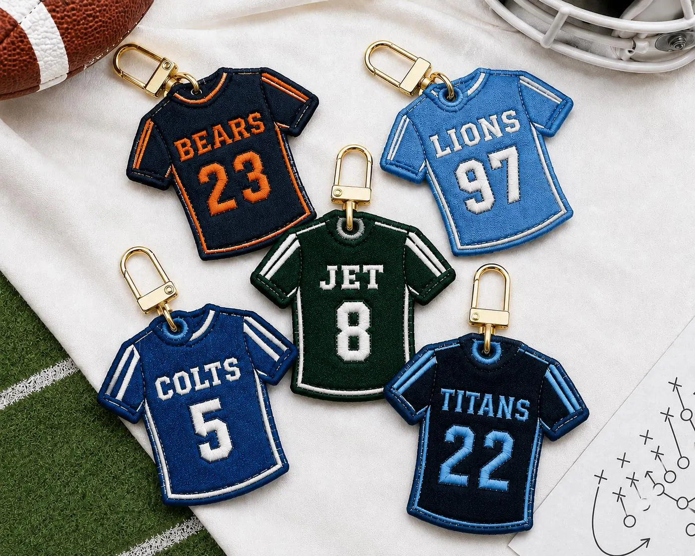 Custom Sports Jersey Bag Tag, Personalized Embroidered Name Keychain, Player Number Backpack Charm, Team Gift