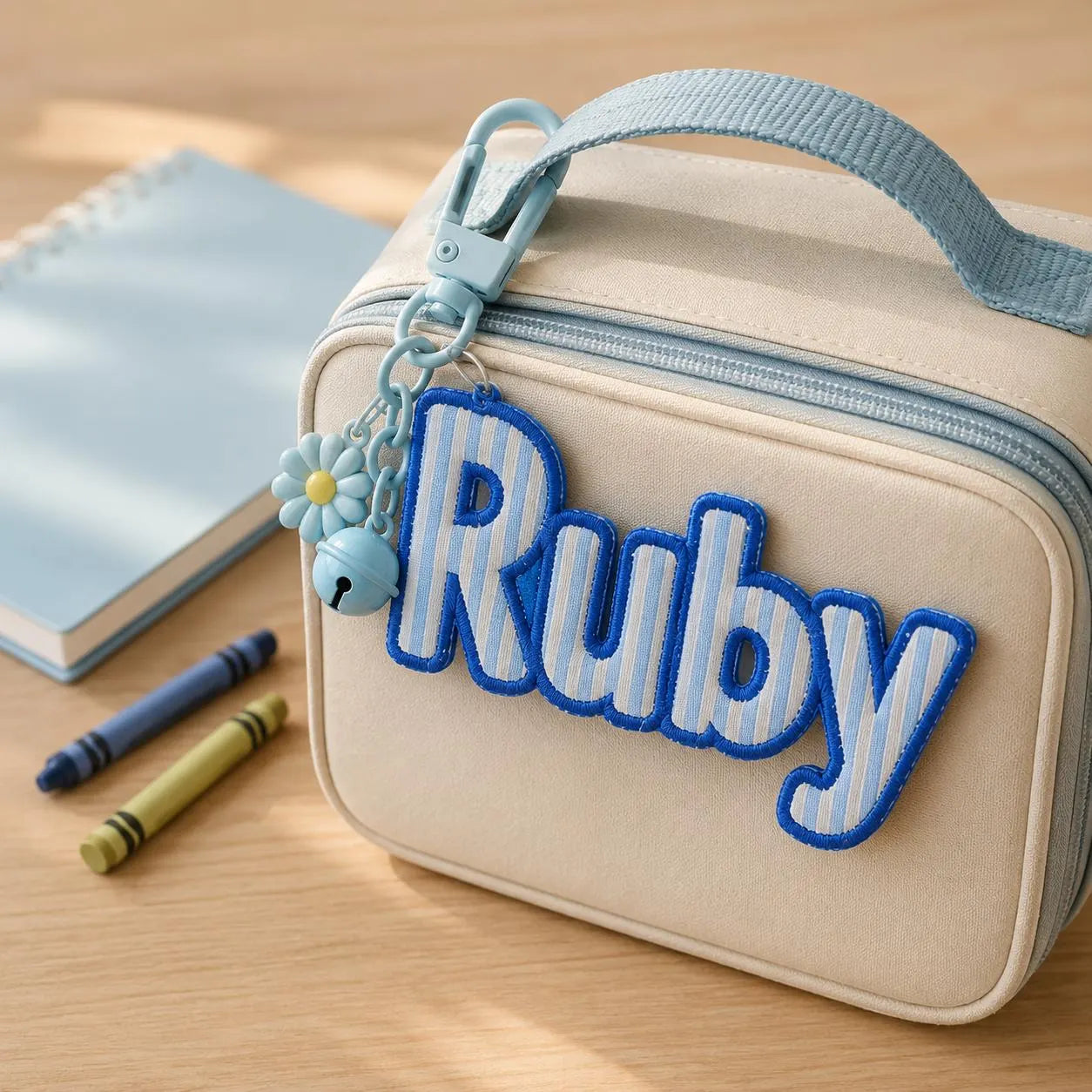 Personalized Embroidered Kids Backpack Name Charm Custom School Bag Tag, Kindergarten Lunchbox Keychain, Back To School Gift