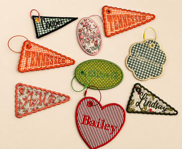 Personalized Embroidered Name Bag Charm, Custom Fabric Backpack Tag, Preppy Coquette Keychain, Floral Gingham Tote Gift for Girls