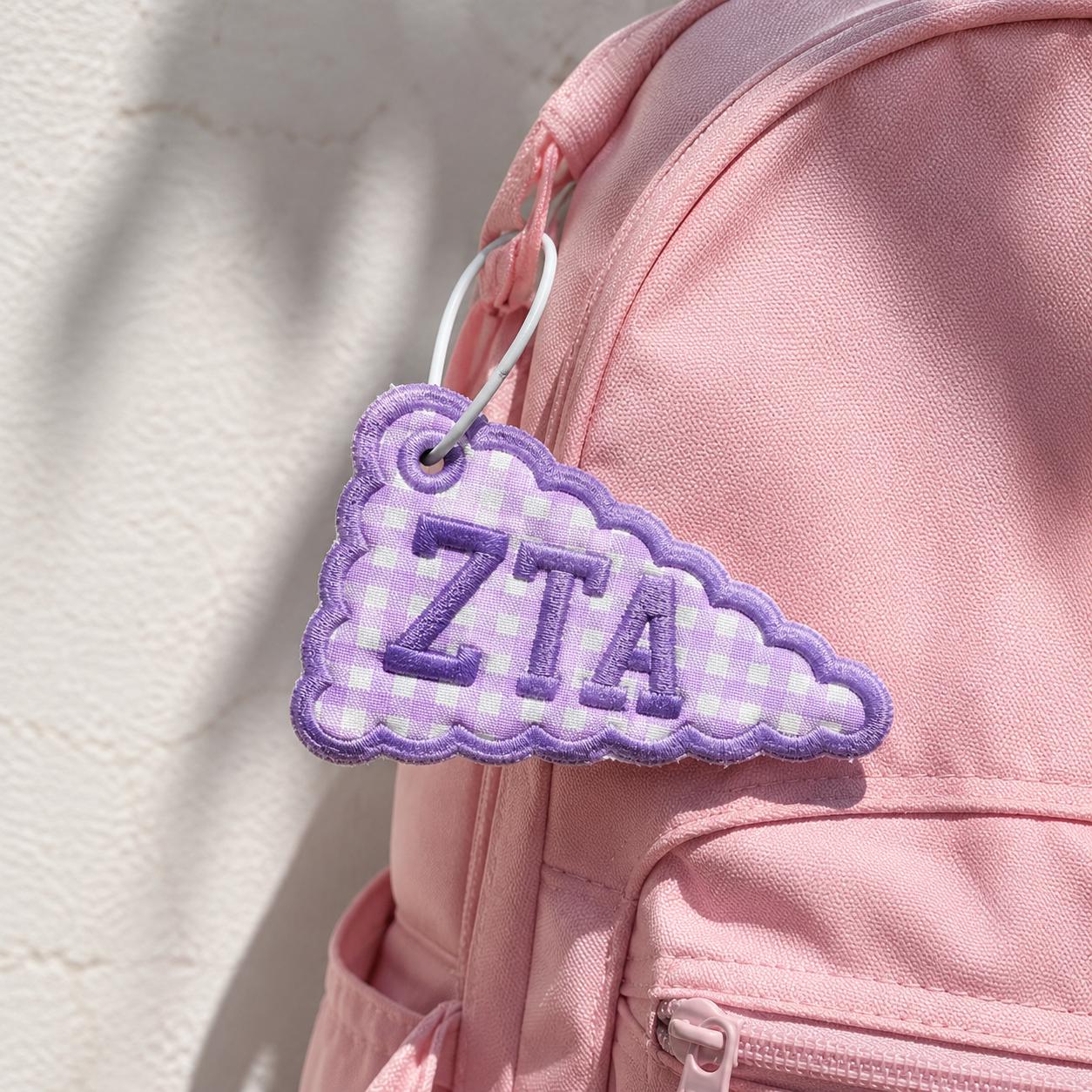 Custom Sorority Greek Letter Pennant Charm, Preppy Gingham Bag Tag, Big Little Sister Gift, Coquette College Backpack Keychain
