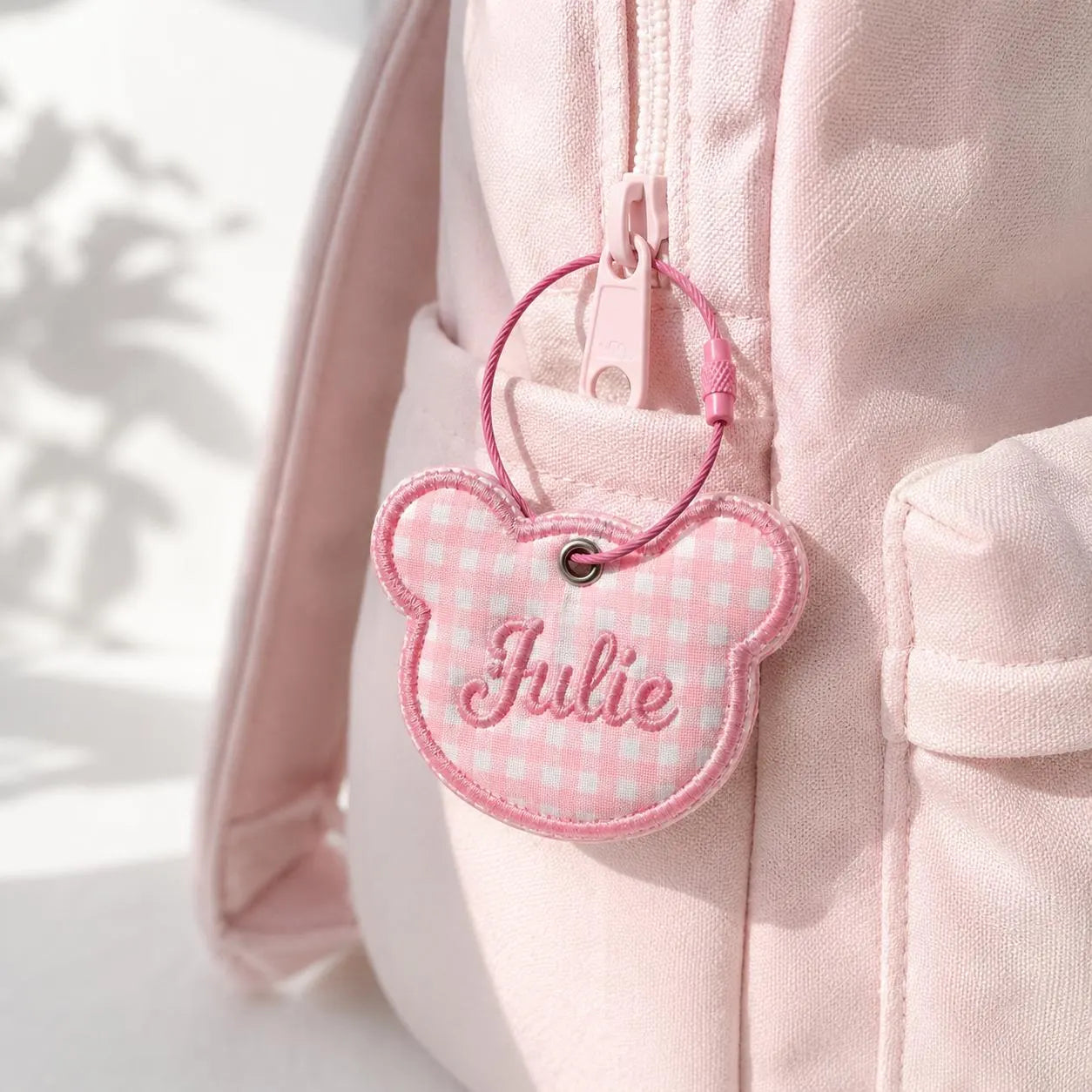 Personalized Baby Name Bag Charm, Custom Embroidered Bear Backpack Tag, Diaper Bag Keychain, Toddler Lunchbox Tag, Cute Toddler Gift