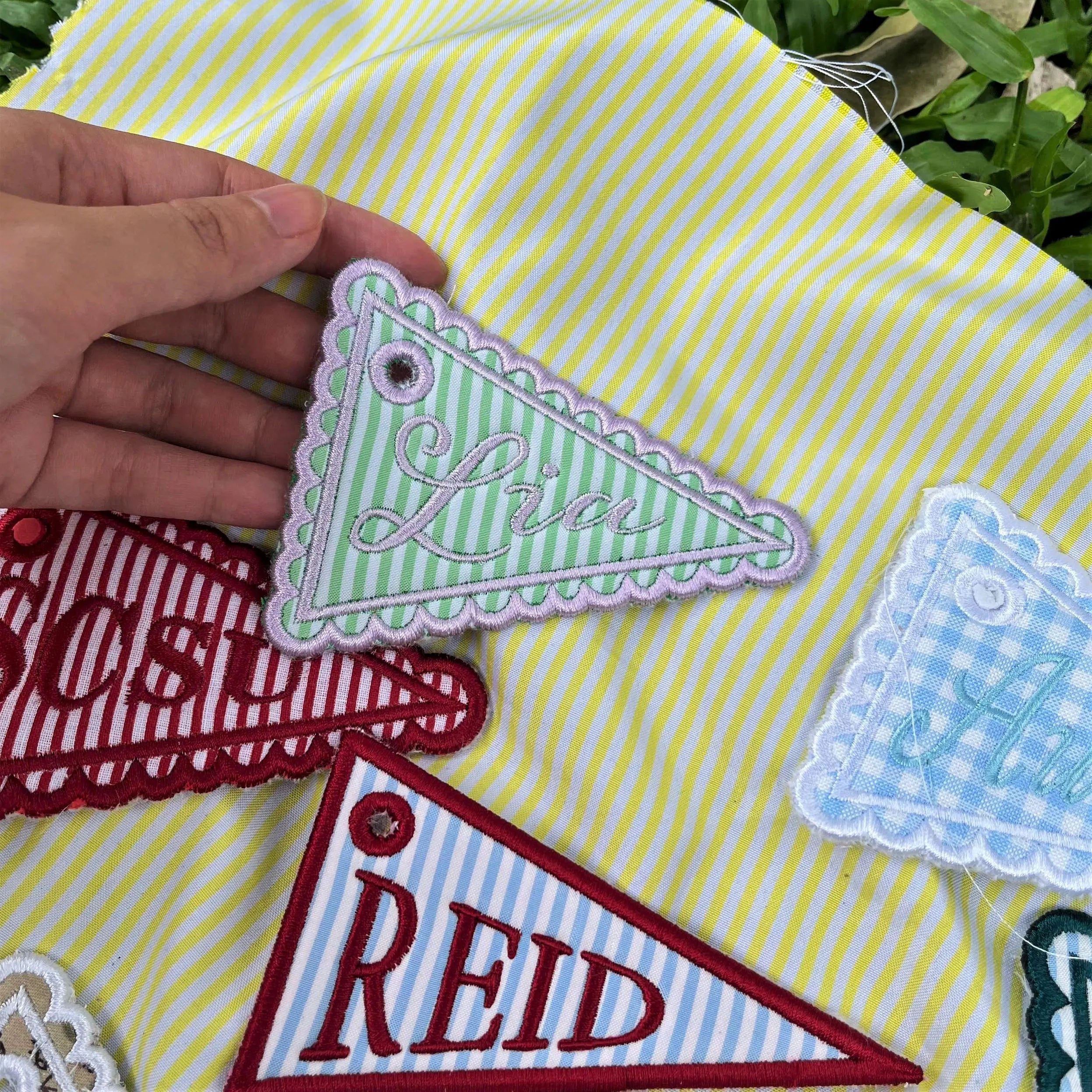 Personalized Pennant Name Tag, Embroidered Fabric Bag Charm, Custom Bookbag Identifier, Pencil Case Accessory, First Day of School Gift