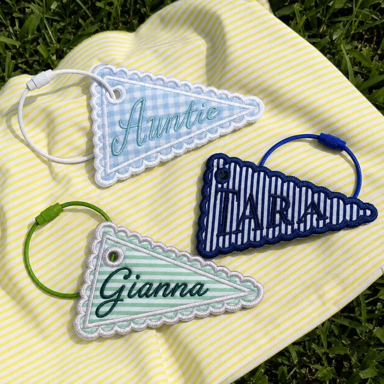 Personalized Pennant Name Tag, Embroidered Fabric Bag Charm, Custom Bookbag Identifier, Pencil Case Accessory, First Day of School Gift